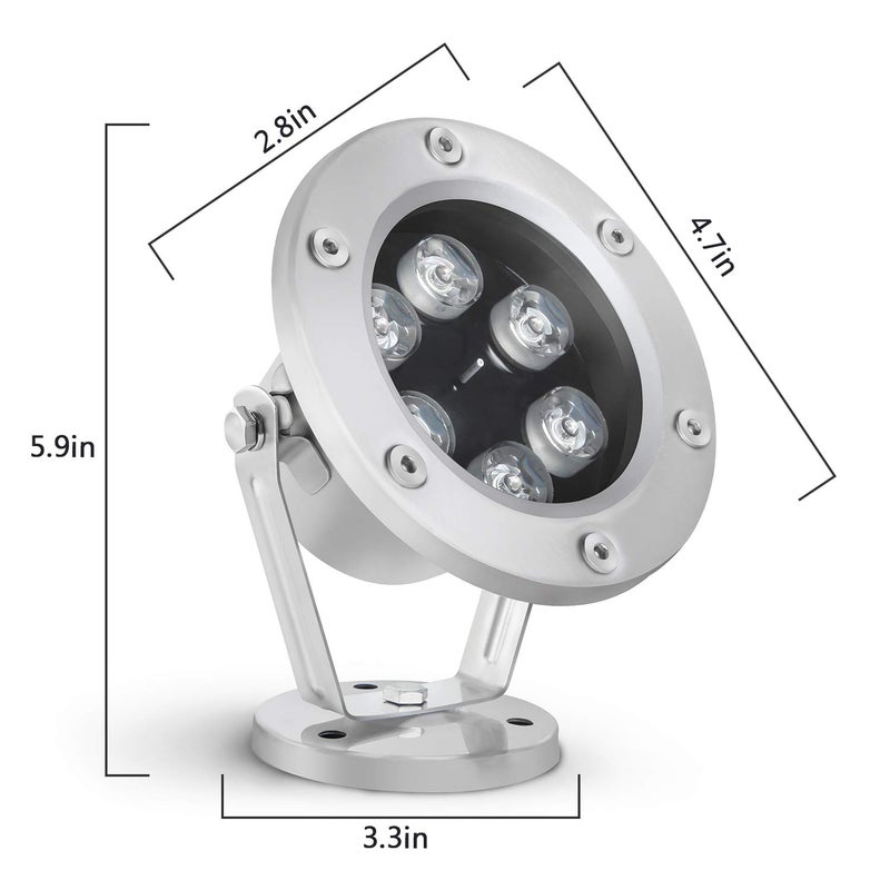 RSN LED Underwater Light 18W RGB Waterproof Grade IP68 LED Color Changing Spot Light Landscape Lighting Suitable for Swimming Pools, Fountains, Waterfalls, Aquariumsï¼ˆNot Include Transformerï¼‰ - Image 2